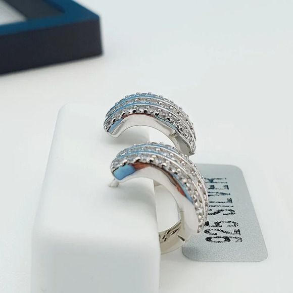 "925 Sterling Silver Cubic Zirconia Earrings, UU1P6A6125 - Picture 8 of 10